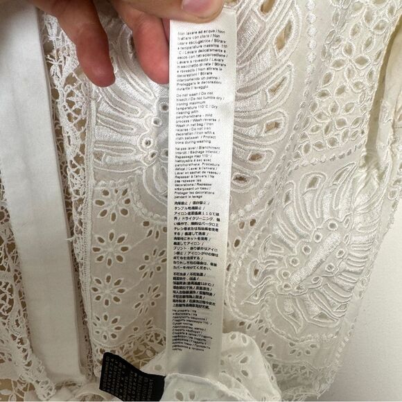 Roberto Cavalli Women's Size 2 White Eyelet Lace Embroidered 3/4 Sleeve Dress - Picture 7 of 14